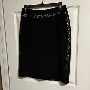 Chic Black Pencil Skirt with Gold Details